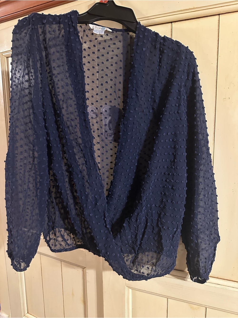 Boden Navy Sheer Swiss Dot Top